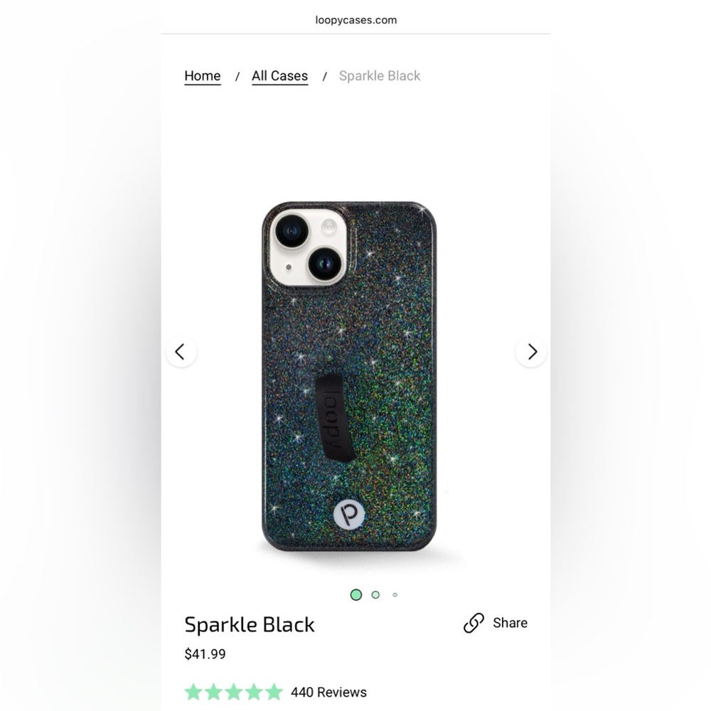 iPhone 13/iPhone 14 Black Sparkle Loopy Case